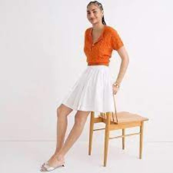 J. Crew White Pleated Linen Mini Skirt Size 8 - Picture 4 of 12
